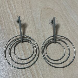 Vintage women Elegant Faux Silver Hoop Earrings